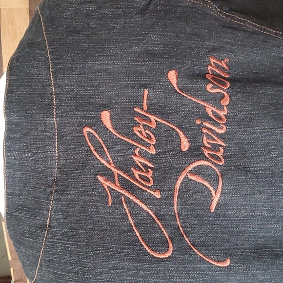 EUC!  Harley Davidson lined jean vest - Picture 4 of 9